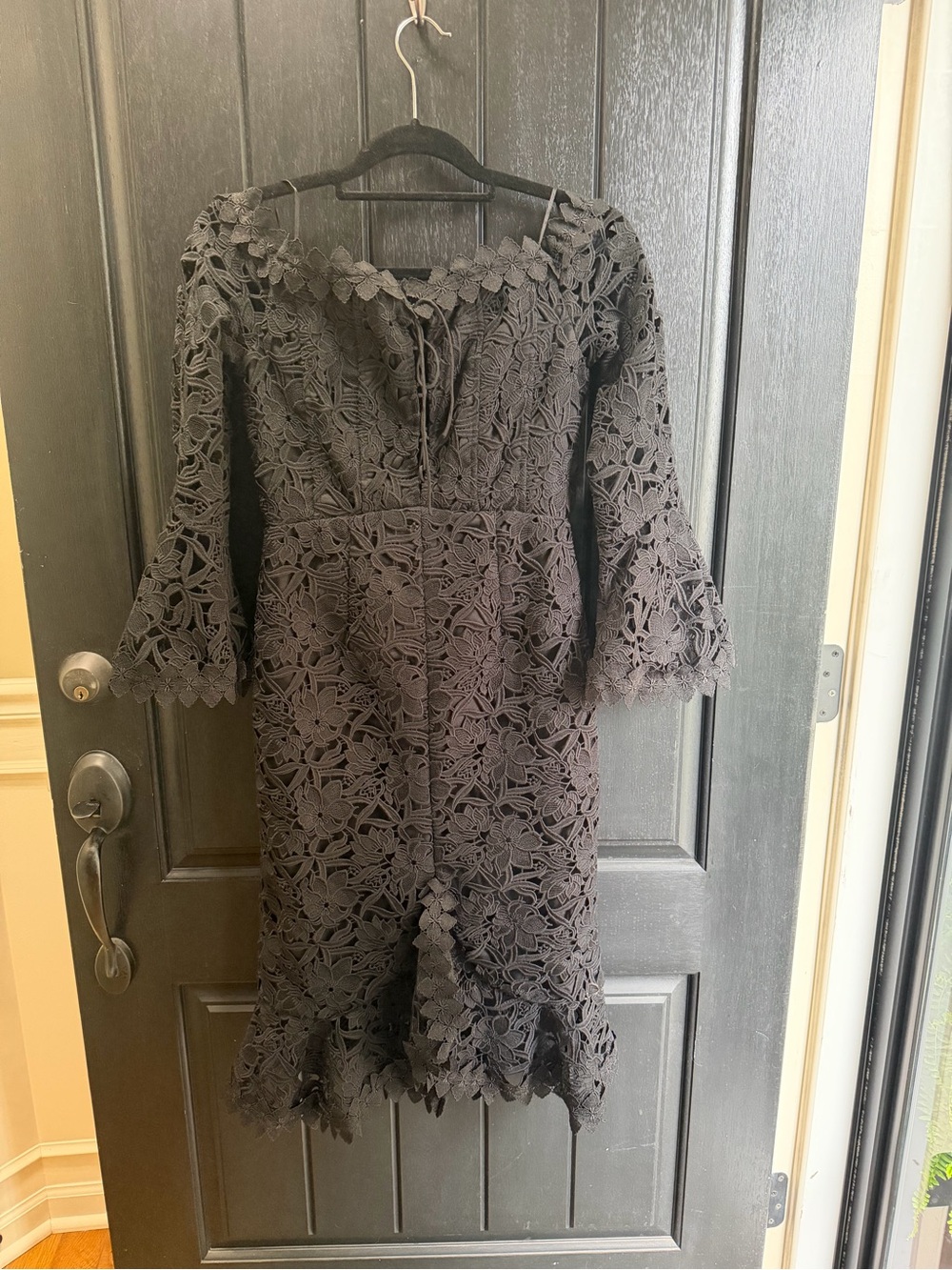 Boston Proper Black Floral Crochet Lace Dress
